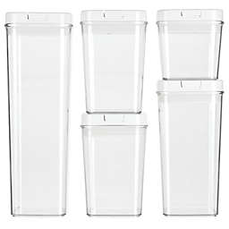 mDesign Airtight Food Storage Container with Lid for Kitchen, Set of 5 - Clear