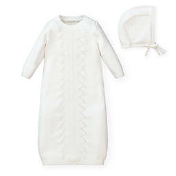 Hope & Henry Baby Sweater Gown and Bonnet Set (Soft White, 0-3 Months)