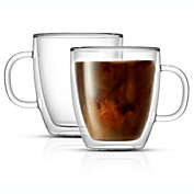 Infinity Merch Double Wall Insulated Glass Coffee Mug (Set of 2) 13.5 oz, Large Mug