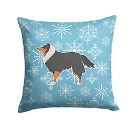 Caroline's Treasures Winter Snowflake Sheltie/Shetland Sheepdog Fabric Decorative Pillow 14 x 14