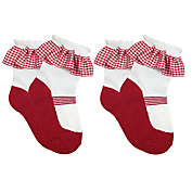 Wrapables Red Mary Jane Socks with Ruffle for Toddler Girl (Set of 2)
