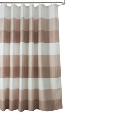 Kate Aurora Spa Accents Striped Waffle Fabric Shower Curtains Assorted Colors 