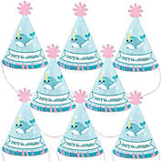 Big Dot of Happiness Narwhal Girl - Mini Cone Under The Sea Baby Shower or Birthday Party Hats - Small Little Party Hats - Set of 8