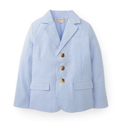 Hope & Henry Boys Blue Seersucker Suit Jacket, Blue Seersucker, 6-12 Months