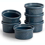 Jackbaggio FE Ramekins, Lace Emboss Ramekin Oven Safe, Set of 6, Ceramic Dish for