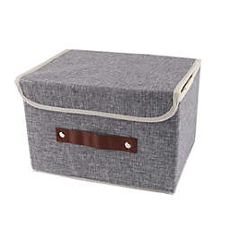 Unique Bargains Collapsible Small Storage Cubes Organizer with Handles, Cotton Linen Household Towel Socks Book Paper Holder Storage Box Organizer, Gray