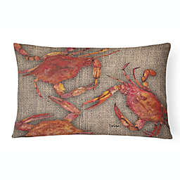 Caroline's Treasures Cooked Crabs on Faux Burlap Canvas Fabric Decorative Pillow 12 x 16
