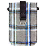 Boutique to You 6.75" Gray and Blue Plaid Vegan Leather Crossbody Pouch Purse
