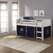 Donco Twin Louver Low Loft White W/Blue Tent - White/Blue