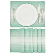 Farmlyn Creek Set of 6 Placemats 13 x 17 in, Green Ombre Washable Place Mats for Kitchen & Dining Table Decoration