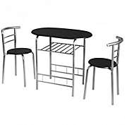 Costway 3 pcs Home Kitchen Bistro Pub Dining Table 2 Chairs Set- Silver