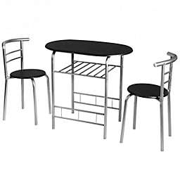 Costway 3 pcs Home Kitchen Bistro Pub Dining Table 2 Chairs Set- Silver