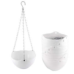 Unique Bargains 10pcs White Plastic Hanging Flower Pot Plant Planter Basket Home Garden