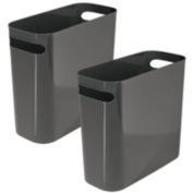 mDesign Slim Plastic Small Trash Can Wastebasket with Handles, 2 Pack