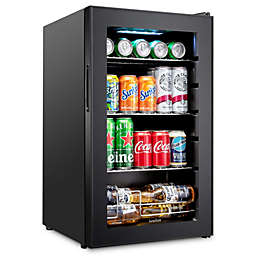 Ivation 101 Can Small Refrigerator, Mini Drink Fridge & Beverage Cooler for Home & Office, Black
