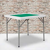 Emma + Oliver 34.5" Square 4-Player Folding Card Game Table with Green Felt and Cup Holders
