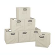 Niche Cubo Set of 12 Foldable Fabric Storage Bin with Built-in Chrome Handles - Natural