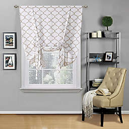 Kate Aurora Living Shabby Chic Trellis Quatrefoil Tie Up Window Curtain Shade - 42 in. W x 63 in. L, Taupe/Linen