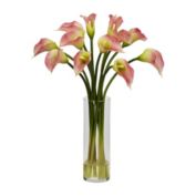 Nearly Natural Mini Calla Lily Silk Flower Arrangement, Pink