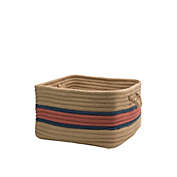 Colonial Mills Garden Banded - Terracotta/Jasmine 18"x12" Square Storage Basket
