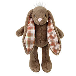 Plushible 14 Inch Plush Brown Bunny with Plaid Ears