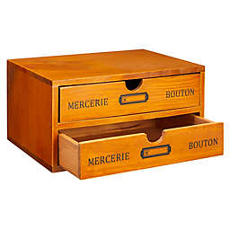 Juvale Small Wooden Storage Box with Drawers, Desk Organizer, Vintage French Design (9.75 x 7 x 5 In)