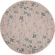Nourison Tranquil 5&#39;3" X ROUND (5&#39; Round) Pink Area Rug Bohemian Botanical Vine and Bloom by Nourison
