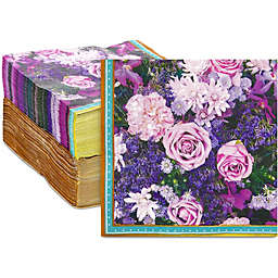 Sparkle and Bash Purple Rose Paper Napkins for Birthday Parties, Bridal Shower (6.5 In, 150 Pack)
