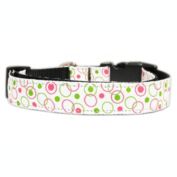 Mirage Pet Products Retro Nylon Ribbon 1" Wide Dog Collar, White/Medium