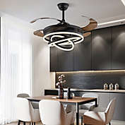 Stock Preferred Luxury Ceiling Fan LED Light w/ Remote in 42" Black