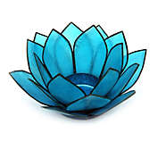 Contrast Turquoise Blue Capiz Shell Lotus Flower Small Tealight Candle Holder