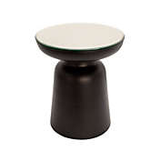 Kingston Living 19" Matte Black Hourglass Side Table with Mirror Top