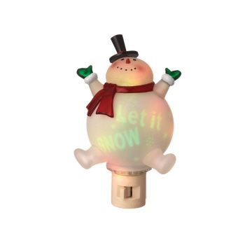 Midwest 6.5" Clear and Red "Let It SNOW" Snowman Projection Night Light