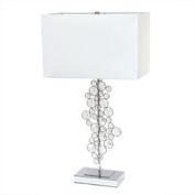 Lalia Home Lumiluxxe 26.25" Tall Contemporary Crystal Glitz And Chrome Glam Table Lamp With White Fabric Rectangular Shade For Living Room, Bedroom, Entryway, Foyer, Home Decor, Office