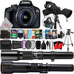 Canon EOS T100 18MP DSLR Camera + 18-55mm, 500mm & 650-1300mm Bundle