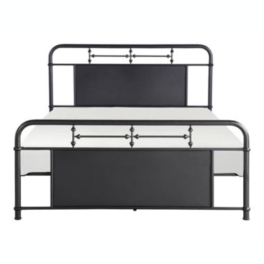 Lazzara Home Escher Mottled Silver Metal Frame Queen Platform Bed. View a larger version of this product image.