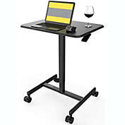 Smilegive Mobile Sit-Stand Desk Adjustable Height Laptop Desk Cart Ergonomic Table Small