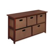 Badger Basket Co. Five Basket Storage Unit with Fabric Baskets - Cherry