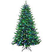Costway Pre-lit Artificial Hinged Christmas Tree with APP Controlled LED Lights-8 ft