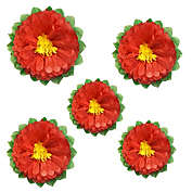 Wrapables Set of 5 Tissue Flower Pom Poms Party Decorations / Melon