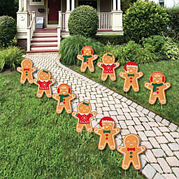 Big Dot of Happiness Gingerbread Christmas - Lawn Decorations - Outdoor Gingerbread Man Holiday Party Yard Decorations - 10 Piece
