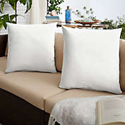 Outdoor Living and Style Set of 2 White Sunbrella Natural Indoor and Outdoor Square Throw Pillow, 18"