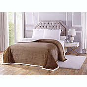 Extra Heavy and Plush Corduroy Sherpa Queen Size Microplush Blanket (90" x 90") - Taupe