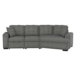 Lazzara Home Delara 122.5 in. W 2-Piece Chenille Upholstery Sectional Sofa in Gray with 2 Throw Pillows