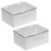 mDesign Stackable Plastic Craft, Sewing Storage Bin with Lid