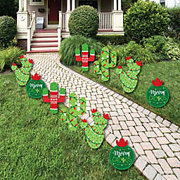 Big Dot of Happiness Merry Cactus - Lawn Decorations - Outdoor Christmas Cactus Party Yard Decorations - 10 Piece