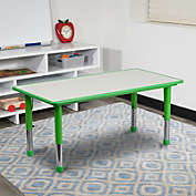Flash Furniture 23.625&#39;&#39;W x 47.25&#39;&#39;L Rectangular Green Plastic Height Adjustable Activity Table with Grey Top