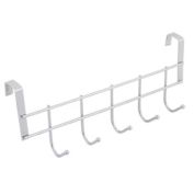Unique Bargains Over The Door Hook, Metal Household Bathroom 5 Hooks Towel Clothing Belt Hanger Hook Silver Tone, 10" x 3" x 3.7"(L*W*H)