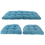 Northlight 3-Piece Wicker Furniture Cushion Set, Blue