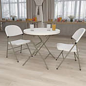 Flash Furniture 2.63-Foot Round Granite White Plastic Folding Table